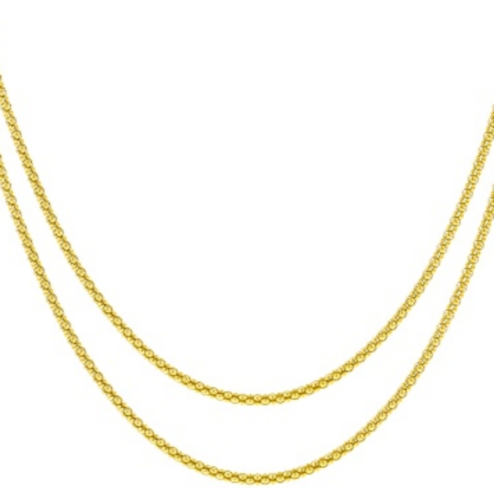 NWT JTV 18k Yellow Gold Over Sterling Silver Popcorn Chain Necklaces 24 28 Inch